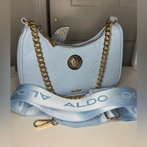 Aldo Sky Blue Shoulder Bag with Gold Chain